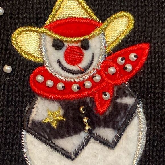 Vintage B.P. Design Christmas Sweater Front Zip Snowmen Long Sleeve Women Large - Picture 10 of 13